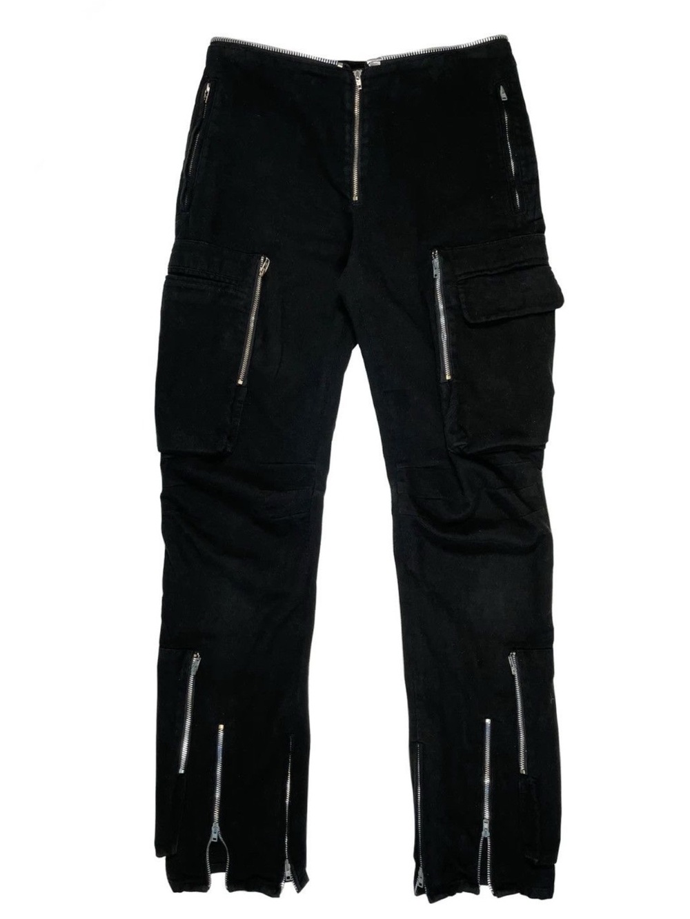 Black Cargo Zip-Detail Pants